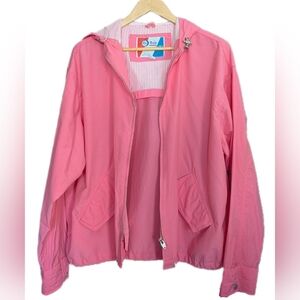 Vintage Pan Asia Pink Cotton Blend Light Jacket Zipper Pockets Hood Medium
